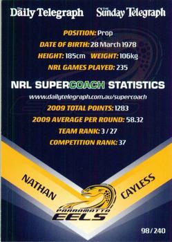 2010 Daily Telegraph NRL #98 Nathan Cayless Back